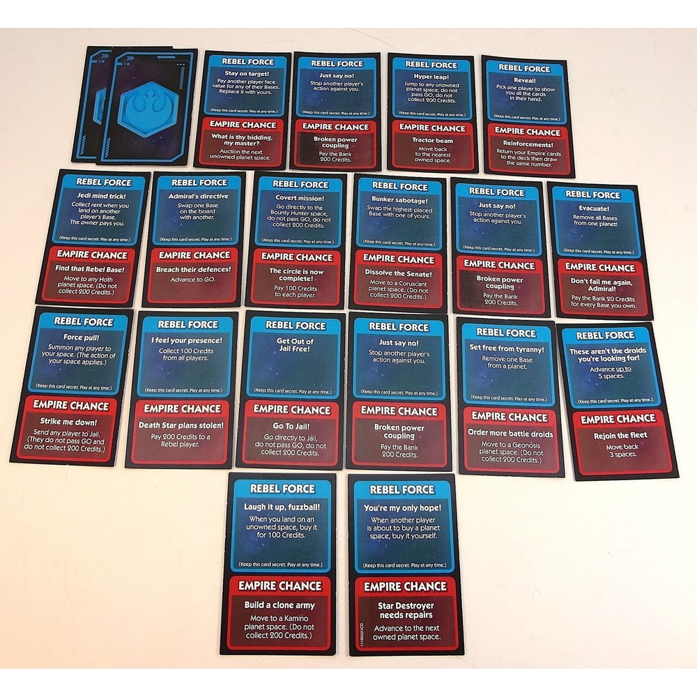 Star Wars Empire vs‎ Rebel Force Card Game Replacement Cards